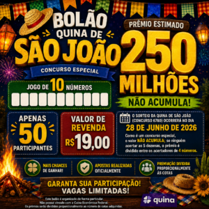 BOLÃO DA QUINA DE SÃO JOÃO  POR COTAS
