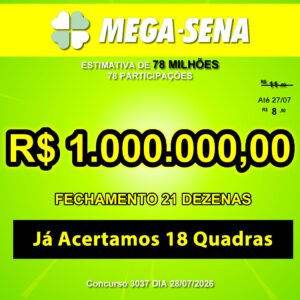 Bolão Mega-Sena 3037 78 MILHÕES