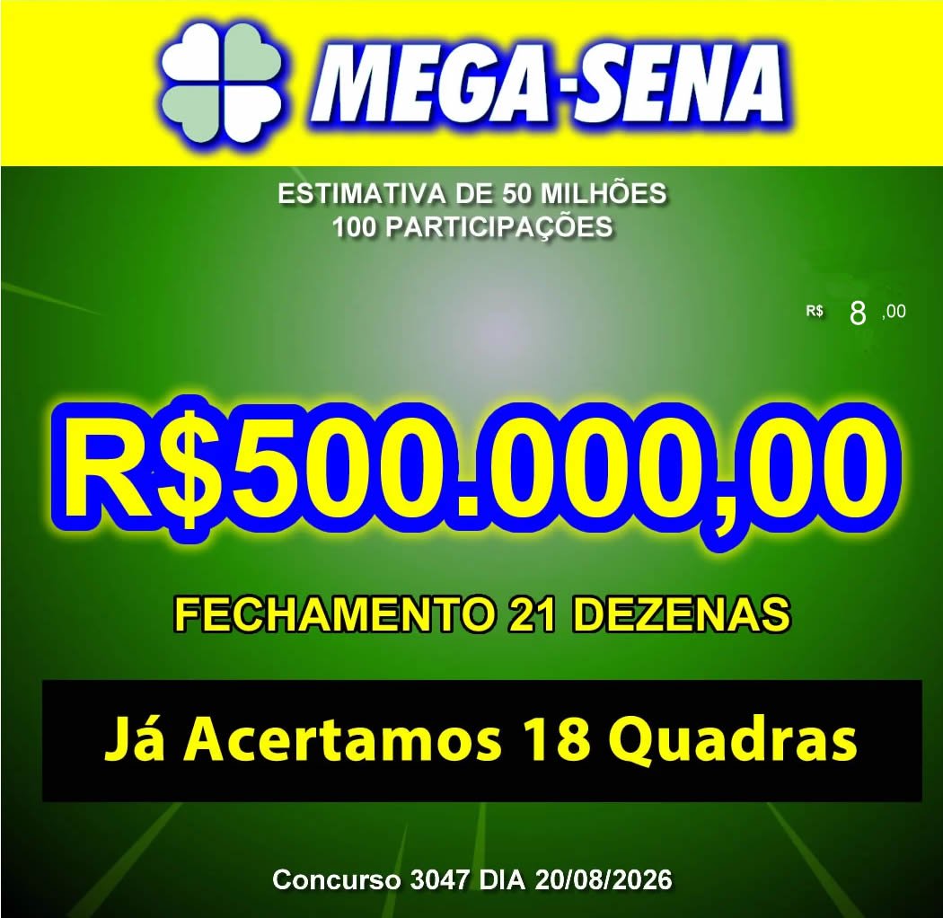Bolão Mega-Sena 3047 50 MILHÕES