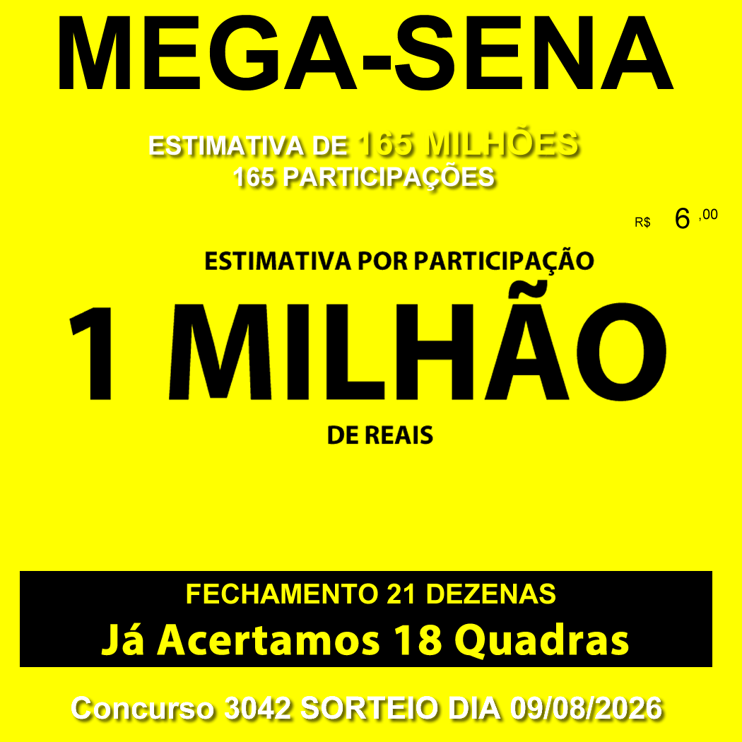 Bolão Mega-Sena 3042 165 MILHÕES