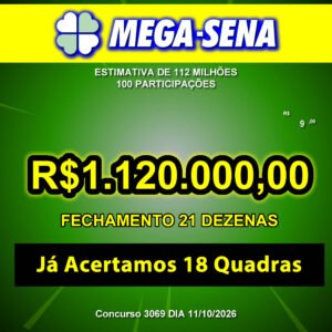 Bolão Mega-Sena 3069 112 MILHÕES