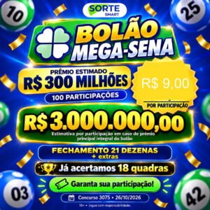 Bolão Mega-Sena 3075 --->R$ 320 MILHÕES 💰💰💰 28/10/2026